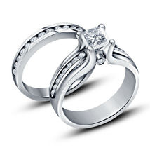1.20 Ct Princess Diamond Engagement And Wedding Ring Set 14K White Gold Finish - £72.78 GBP