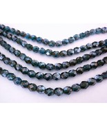 25 6 mm Czech Glass Fire Polished Beads: Capri Blue - Impasto - $2.93