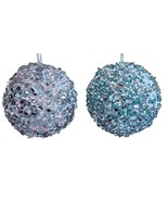 December Diamonds 79-81150 Set Of 2 Sequin Coastal Ball Pink &amp; Green 5&quot; ... - $32.68