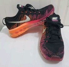 NIKE Flyknit Air Max Multi-Color Women’s Shoes Size 7.5 Black Pink Orange Clear - $38.21