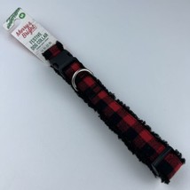 Merry &amp; Bright Adjustable Holiday Themed Dog Collar.  Red &amp; Black Plaid Size M - £11.60 GBP