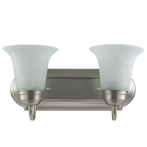 2 Lamp Vanity Decorative Sconce Fixture Brushed Nickel Alabaster Glass FREE SHIP - £78.44 GBP