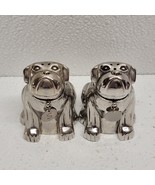 Potterybarn Bulldog Salt &amp; Pepper Shakers Heavy Stainless Steel Dogs New - $33.78 CAD