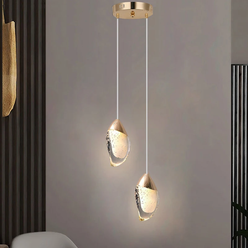 Nt lighting for bedroom led mini modern pendant light fixtures with gold powder crystal thumb200
