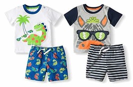 Baby and Toddler Boys 4-Piece Shorts &amp; Shirt Set for Casual Dress Up or Playtime - £19.43 GBP