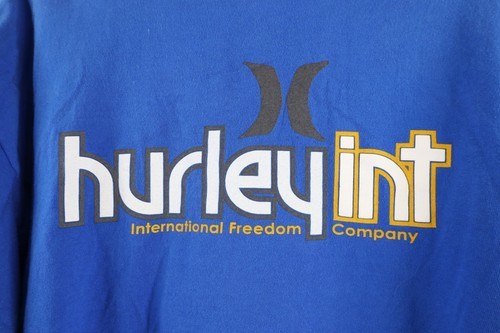 Vintage 90s Hurley Mens Large Faded Spell Out Surfing Long Sleeve T-Shirt Blue Item image 8