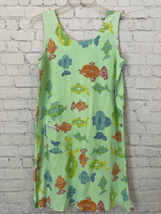 Fresh Produce Womens Small Mini Tank Dress Mint Green Fish Theme Beachy Cotton - £23.34 GBP