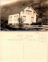 Unknown Location People Posing Two Story Home Mountain RPPC Antique Postcard - £15.07 GBP