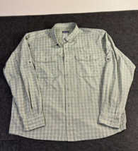 Patagonia Men&#39;s Snap Button Up Green Plaid Shirt Long Sleeve Size XL X-L... - $27.66