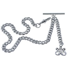 Albert Chain Pocket Watch Chain for Men Music Symbol Fob T Bar Swivel Clasp 211 - £13.45 GBP