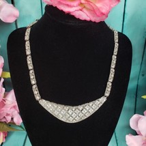 Clear Rhinestone Silver Tone Fashion Statement Chocker Necklace - $22.95
