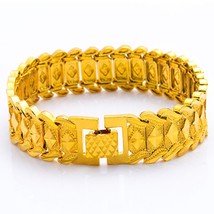 20mm Wide Chunky Big Bracelet Male Gold Color Star Chain Link Bracelets &amp; Bangle - £18.24 GBP