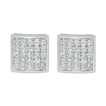 Precious Stars 14k White Gold 7mm Composite Cubic Zirconia Square Stud Earrings - £103.61 GBP