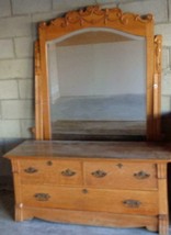 Beautiful Antique Victorian Dresser With Mirror – Gorgeous Carved Details –Large - £395.17 GBP