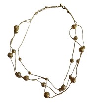 AVON Multistring Necklace with Filigree Bead Accents Gold Tone 16-19&quot; - £12.98 GBP