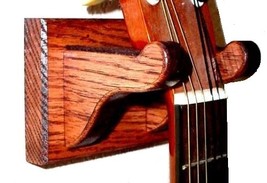 Oak Wood Guitar Hanger Wall Mount Display - Red Mahogany Finish - $24.95