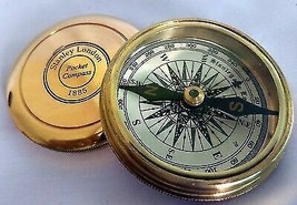 Brass Poem Stanley London 1885 Compass Nautical Pocket Compass  - £28.52 GBP