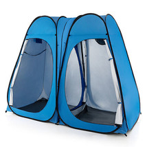 Oversized Pop Up Shower Tent with Window Floor and Storage Pocket-Blue - £106.32 GBP