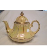 G59p Vintage Pearl Luster Ware opalescent Gold Trim Pale Yelllow Teapot ... - £43.02 GBP