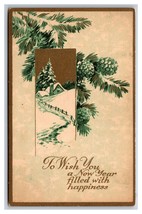 Happy New Year Pine Boughs Gibson Lines Gilt Deco DB Postcard W21 - £3.13 GBP