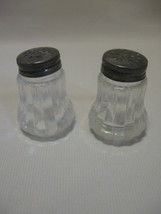Salt &amp; Pepper Glass Panel Shakers Silver Tone Lid 1 1/2&quot; High - £6.31 GBP