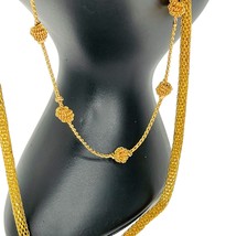 Gold Tone Mesh Tube Chain Necklace Choker 16&quot; and Mesh Bead Bracelet 7.25&quot; - £11.38 GBP
