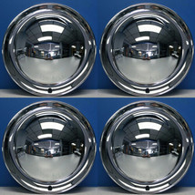 15&quot; Full Moon Smoothie Style Chrome Steel Hot Rod Hubcaps Wheel Covers NEW SET/4 - £110.72 GBP