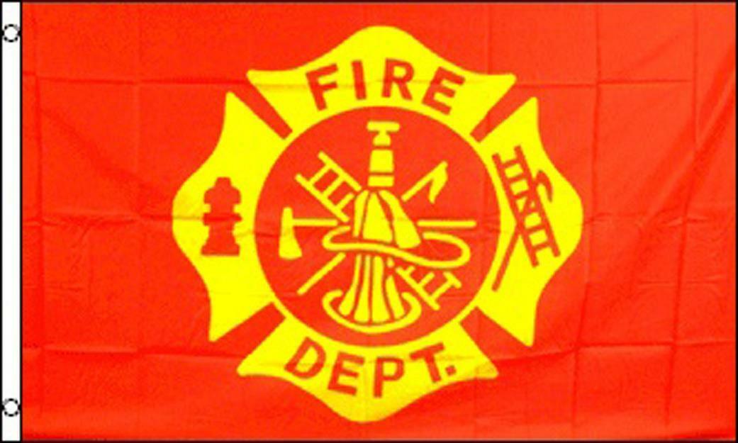 FIRE DEPARTMENT EMBLEM RED 3 X 5 FLAG FL736 axes hat fire fighter banner... - $6.60