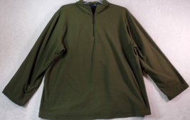 Lands&#39; End Sweatshirt Mens Size Medium Green 100% Polyester Long Sleeve 1/4 Zip - £10.66 GBP