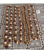 Four Handmade Wooden Bead Necklaces Assortment 28 to 32 Inch Round Great... - £9.40 GBP