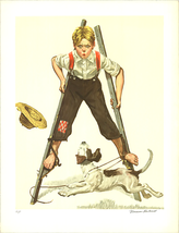 Norman Rockwell Boy On Stilts, 1976 - Signed - £1,189.92 GBP