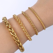 3/3.5/6/9.5mm Braided Wheat Bracelet for Men Women Gold Chain Stainless Steel Me - £10.18 GBP