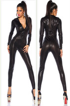 Sexy Women Zipper PVC Bodycon Catsuit Snakeskin Jumpsuit Bodysuit Clubwear - $21.99