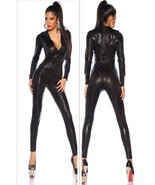 Sexy Women Zipper PVC Bodycon Catsuit Snakeskin Jumpsuit Bodysuit Clubwear - £16.52 GBP