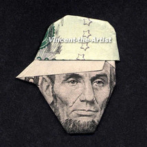 ABE LINCOLN w/Baseball Cap Dollar Origami - President Made of Money - £14.34 GBP