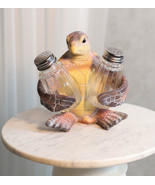 Slowly Seasoned Nautical Ocean Sea Turtle Salt Pepper Shakers Holder Fig... - $23.99