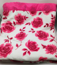 VTG BEACON BLANKET 72” x 90” SLUMBER ROSE Pink &amp; Red Floral Twin Full Gr... - $588.23 MXN