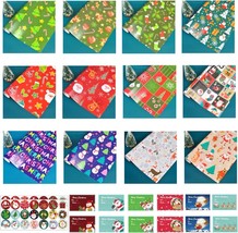 Christmas Wrapping Paper 12 Sheets Recycled Gift Wrapping Paper Set Kraft Wrappi - £22.38 GBP