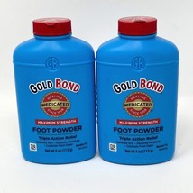 Lot of 2 Gold Bond Maximum Strength Foot Powder 4 oz Talc Blue Bottle NEW - £27.65 GBP