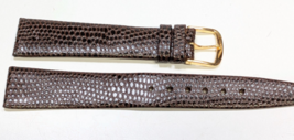 NOS Vintage 18mm Dark Brown Genuine Leather - Faux Lizard Watch Band - $327.57 MXN