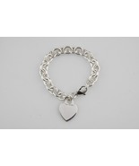 Tiffany &amp; Co. Sterling Silver Blank Heart Tag Charm Bracelet 7&quot; - $6,090.24 MXN