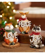 Cute Winter Woodland Animal Set of 3 Love Peace or Joy Imprinted Front o... - $29.92 CAD