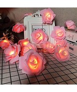 Pink LED Rose Flower String Lights 14.7 ft Flower Fairy String Light 30 ... - £29.14 GBP