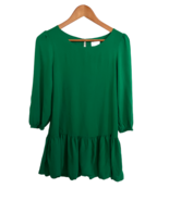Anthropologie MEADOW RUE Womens Dress Green Drop Waist Mini Puff Sleeve ... - £15.05 GBP