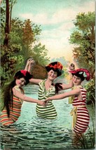 Bathing Beauties Printed w Theater Program Reverse Unique 1909 DB Postcard I19 - £30.10 GBP