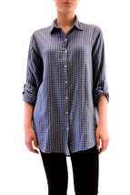 SUNDRY Womens Shirt Checkered Button Down Stylish Casual Soft Blue Size S - £36.05 GBP