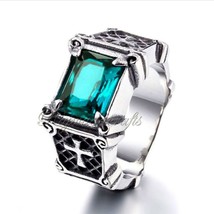 Blue Topaz Statement Ring Solid 925 Silver Topaz Jewelry Christmas Gift for Him - £37.73 GBP
