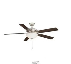 Hampton Bay Abbeywood 60 in. LED Brushed Nickel Ceiling Fan With Light Kit - £104.65 GBP
