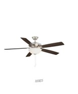 Hampton Bay Abbeywood 60 in. LED Brushed Nickel Ceiling Fan With Light Kit - £104.58 GBP