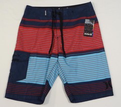 Hurley Blue &amp; Red Stripe Highway Boardshorts Swim Trunks Board Shorts Men&#39;s NWT - £39.32 GBP